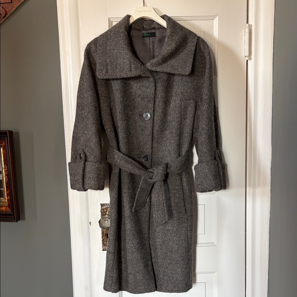 Benetton Gray Wool Blend Women's Coat